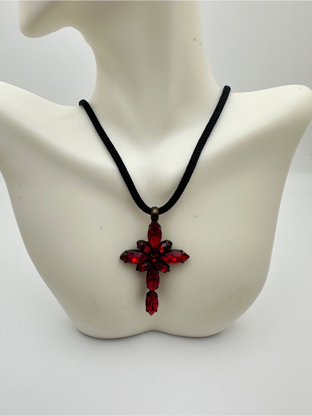 Red Crystal Cross Pendant Necklace